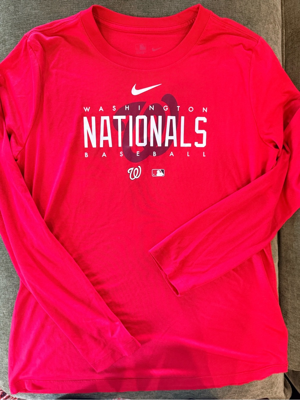 Nike Washington Nationals Red Long-Sleeve Baseball Shirt